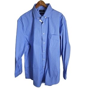 NWOT Men's Ralph Lauren Regular Fit Blue Striped Dress shirt, size 17.5 x 32/33